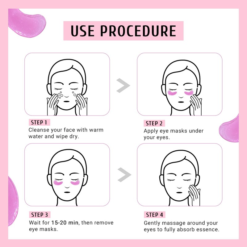 PEAUAMIE Under Eye Patchs Rose Eye Mask for Dark Circles