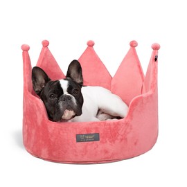 NANDOG Pet Gear Crown Cozy Round Dog and Cat Bed Collection Washable Indoor Pet Bed for Small Breeds -Soft Bed Fits in Crate or Kennel - Made of Ultra Soft Micro-Plush Material (Royal Pink Prive 18")