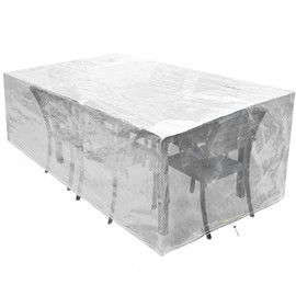 RICHIE Cover for Garden Furniture, Waterproof Protective Cover, Anti-UV Tarpaulin, Breathable Polyethylene for Garden Tables, Patio Furniture, Rectangular (Transparent, 193 x 136 x 88 cm)