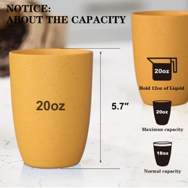 Homienly 8pcs Wheat Straw Fiber Cups, 20 Oz Reusable Drinking Cups, Unbreakable, Dishwasher Safe, Microwave Safe, BPA Free, Organic, Classic Style, Yellow