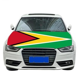 Guyana Car Hood Cover, Flag 4x5ft Car Bonnet Banner, Universal Fit, Elastic Polyester, Stretchable, Patriotic Automotive Hood Covers, Patriot Gifts