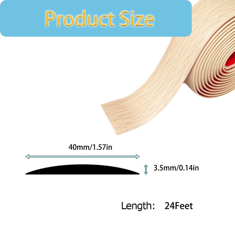 24FT Self Adhesive Vinyl Floor Transition Strip,Cover Strips Laminate Floor