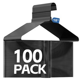 SPECILITE 18 Inch Wire Metal Clothes Hangers Bulk 100 Pack for Large Size Suits, Coats, Shirts, Pants, Skirts, Space Saving, Non Slip,12 Gauge Ultra Thin, Black