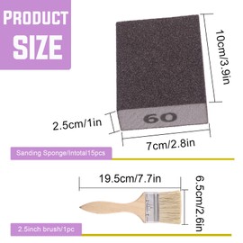 Swpeet 16Pcs 4 x 2.8 x 1 Zoll #60 Grit Weiß Ultra Feine Nass und Trocken Schleifschwamm Schleifpads und Holz Pinsel Sortiment Kit, Nass Trocken Flexible Schleifpads