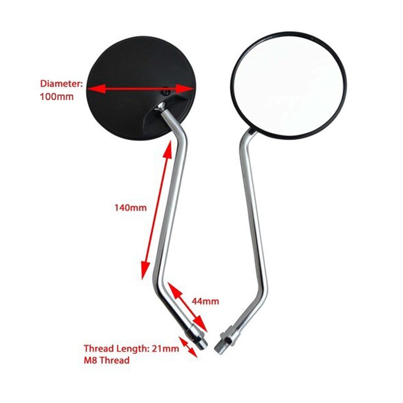 Roller Moped Paar Spiegel - 8mm Im Uhrzeigersinn Gewinde -