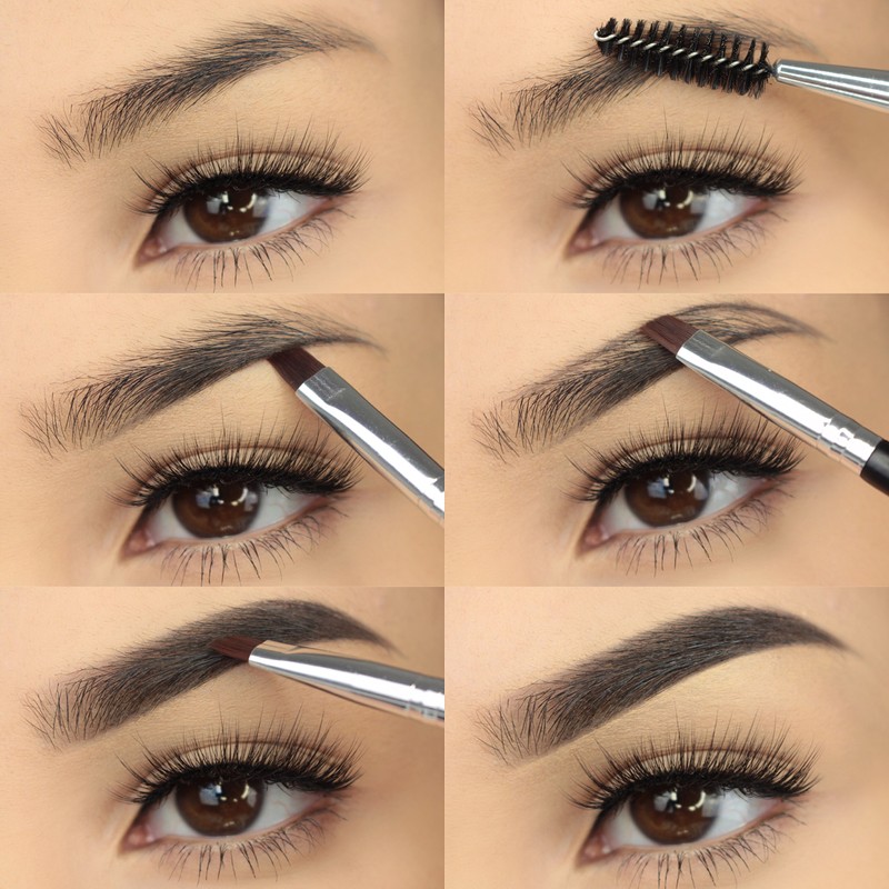 Duo Eyebrow Brush & Spoolie by Impora London. Flat, Angled