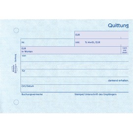 300 – Receipt inclusive of VAT, DIN A6, fälschungssicher, 50 Sheets, White