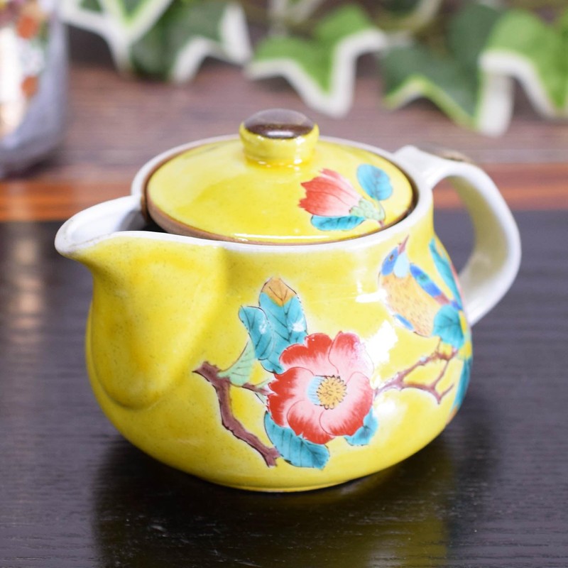 Japanese Tea Pot, Stylish Tableware, Kutani Pot, Yoshidaya Camellia and