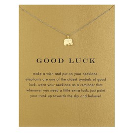 COLORFUL BLING Dainty Lucky Elephant Horseshoe Clavicle Chain Key Angel Wing Hexagram Star Pendant Necklace Friendship BFF Jewelry-Elephant