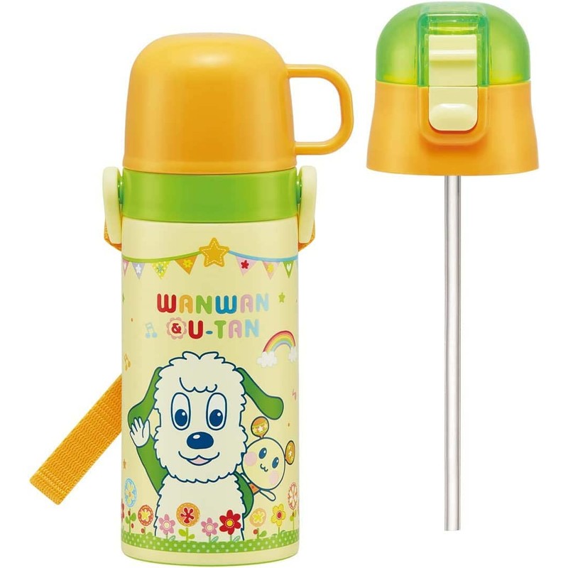 Skater SKCP3-A Children's Stainless Steel Water Bottle, 2-Way Drinking Straw,
