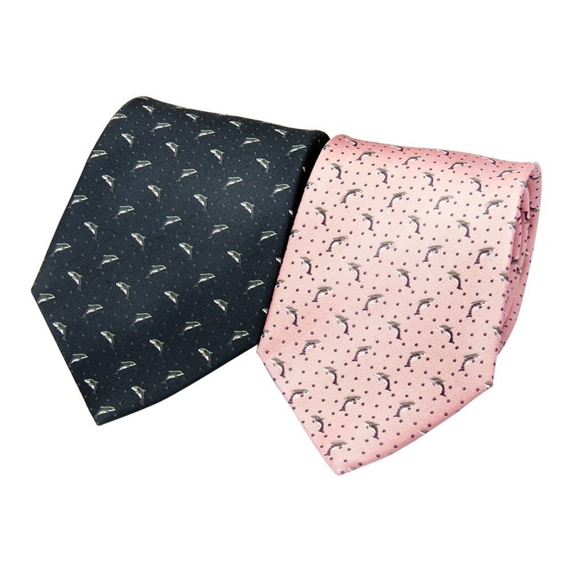 [COLORATA] Carolata Dolphin Pattern Necktie (100% Silk / Jacquard Woven),