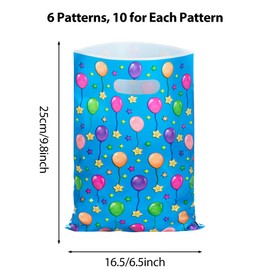 GOMANCHE Pack of 50 Birthday Bags for Children's Parties, 4 Different Types Birthday Gift Bags, Candy Goodie Treat Bag for Children's Birthday Parties, 16.5 x 25 cm