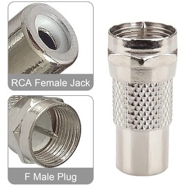 Xiatiaosann F Type Connector to RCA Coax TV Aerial Adapter for Atari 2600/7800, for Sega, for Coleco, for Commodore Game System, RF Video TV Coaxial F Plug to RCA Female, 10 Pcs