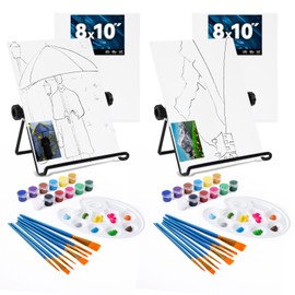 Inburit Acrylic Paint Set for Adults Kids, Paint Set, Painting Kit, Paint Party Kits for Adults & Kids, 4 PCS Canvas Boards with Easel for Painting,4 Acrylic Paint, 16 Brushes,Painting Palette