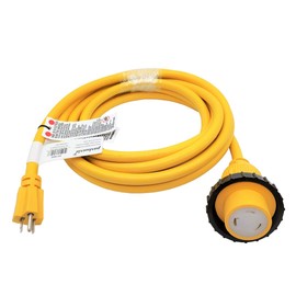 Parkworld 691968 Shore Power Adapter Cord Household 15A Male 5-15P to L5-30R RV/Camper/Marine 30A Female with Locking Ring (16FT)