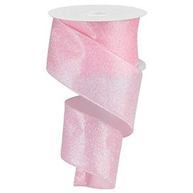 Iridescent Glitter Wired Edge Ribbon, 2.5 Inch x 10 Yards (Light Pink)