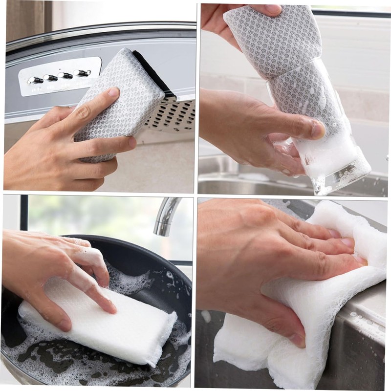 Baluue 10pcs Dish Washing Sponge Pads Kitchen Scrub Sponge Dishcloth