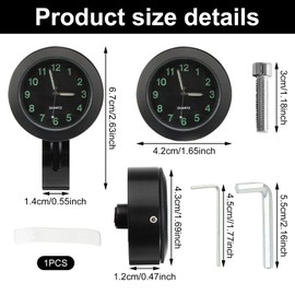 GAROMIA Motorcycle Watch Motorcycle Handlebar Watch Motorcycle Watch Handlebar Watch Black 22-25 mm Handlebar Mount Clock for Motorcycles, Motorcycle Watches, Motorcycle Watches for Handlebars