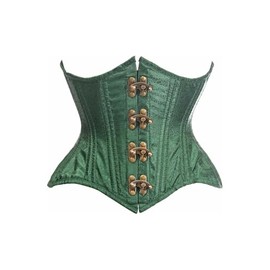 Top Drawer Double Steel Boned Green Brocade Curvy Underbust Corset (XLarge)