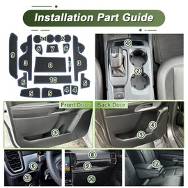 BSTW Car Non-Slip Mats for Ford Ranger T9 (2023-2025), Faithful Rubber Mat for Centre Console, Cup Holder & Door Holders, Suitable for Ford Ranger Raptor Tremor Wildtrak XL XLT (Blue)