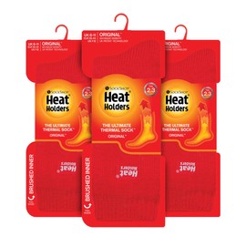 HEAT HOLDERS - 3 Pack Multipack Mens Insulated Thermal Socks for Winter (6-11, Red)