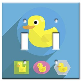Art Plates 2-Gang Toggle OVERSIZED Switch Plate - OVER SIZE Decorative Metal Wall Plate - Rubber Ducks - (Made in USA)
