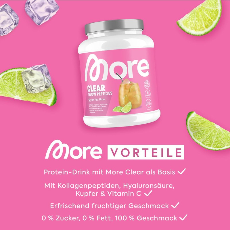 MORE NUTRITION More Clear Glow Peptides, Green Tea Lime, 600