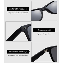 Pro Acme Polarized Square Sunglasses for Men Women,Trendy Sunglasses UV Protection(Sand Black Grey + Sand Black Mirrored Blue)