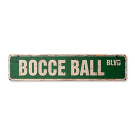 Bocce Ball Vintage Aluminum Street Sign Set Balls Italy Team Game Rustic Metal tin | Indoor/Outdoor | 30" Wide