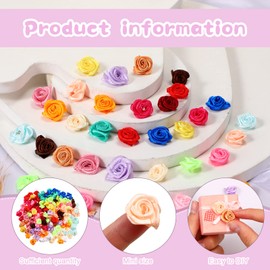 Weysat 300 Pcs Mini Satin Ribbon Roses Small Flowers for Crafts Tiny Satin Roses Artificial Fabric Flowers Applique DIY Sewing Embellishments for Wedding Bride Gift Wrapping Decoration(Multicolor)