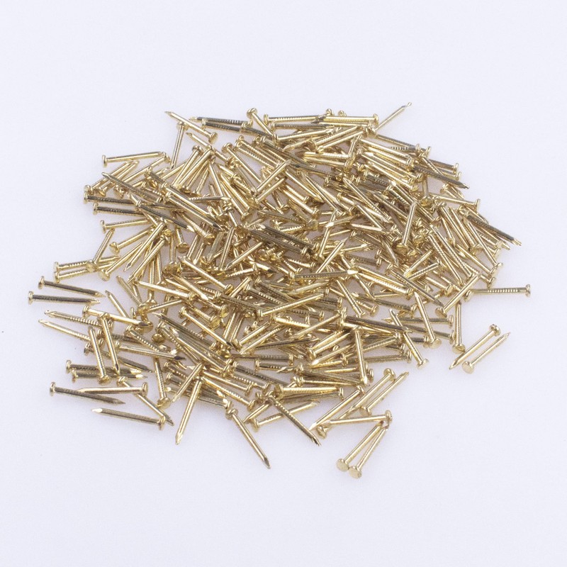 OMOTOOL Round Head Pins Nails (Pack of 300), Brass-Plated Nails