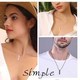 U7 Mens Cremation Jewellery Silver Pendant Cuboid Bar Vial Necklace For Ashes Womens Memorial Ash Necklace