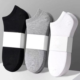 Men's Summer Classic No-Show Ankle Socks with Sweat Absorption & Odor Control - Black, White, Gray, Free Size Black 10ea
