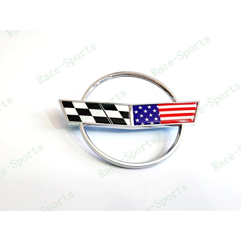 AUTO 2PC Chrome Front & Rear Gas Lid Blue Cross