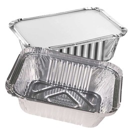 CafeTEq Aluminium Foil Food Trays (No 2) Containers Including Lids Perfect for Storage Freezing Roasting BBQ Meal Prep Takeaway (100)