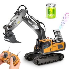 Kokila Juguete de Excavadora RC, Juguete Excavadora Control Remoto de 11 Canales con Luces y Sonidos Simulados, 1:20 Camión Excavadora Recargable, 2400mAh, Máquina Excavadora Regalo para Niños