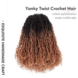 Toyotress Yanky Twist Crochet Hair - 10 Inch 8 Packs (30 Strands/Pcs) Fluffy Spring Mini Twist Short Bob Passion Twist, Ombre Brown Pre-Looped Crochet Braids Braiding Hair (10 Inch, OT30-8P)