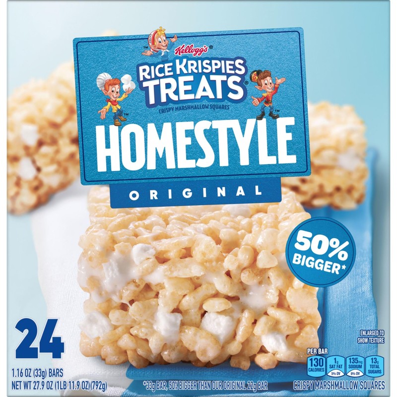 Rice Krispies Treats Homestyle Marshmallow Snack Bars, Kids Snacks, Lunch