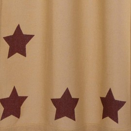 VHC Brands Burlap with Burgundy Stencil Stars Panel Set of 2, 84x40