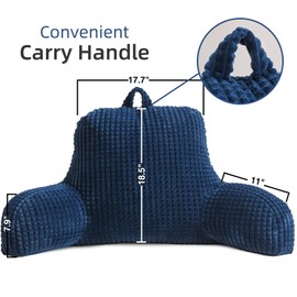 A Nice Night Reading Pillow Bed Wedge Large Adult Children Backrest with Arms Back Support for Sitting Up in Bed/Couch for Lounging Bedrest,Waffle Stereoscopic Design,Navy