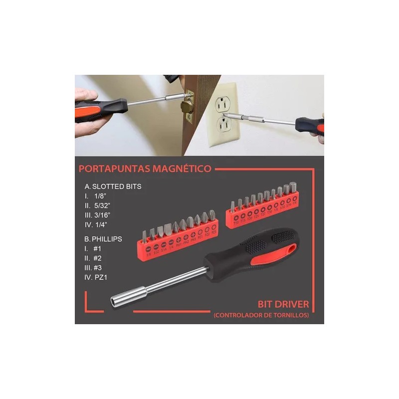 Kit Herramientas Manuales Juego Herramienta Mecánicas 39 Pcs