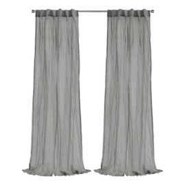 Loft Living Peoria Sheer Dual Header Curtain Panel 52 x 95 in Grey