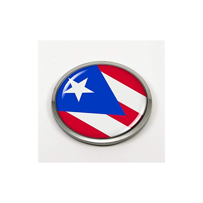 Flag of Puerto Rico | 3D Domed CAR Emblem Badge