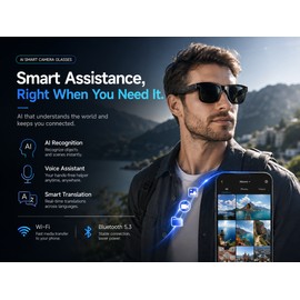 AI Smart Glasses for Hands-Free Photo & Video – 8MP Camera, Translation, Bluetooth Calling & WiFi for Travel
