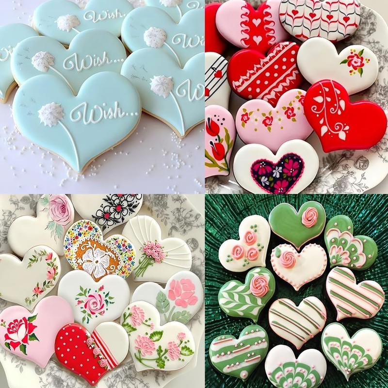 Juego de 6 cortadores de galletas de corazón, acero inoxidable,