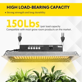 iPower 2-Pair 1/8 Inch Adjustable Rope Hanger, Heavy Duty Grow Light Hangers with Reinforced Metal Gears, 8Ft Long & 150lbs Weight Capacity for Growing Lamp, Inline Fan, Filters