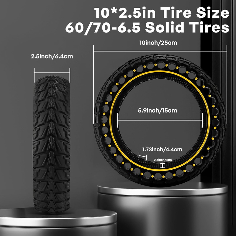 HAONAIMO E Scooter Tires,10 Inches x 2.5 Solid Tires,10 Inches
