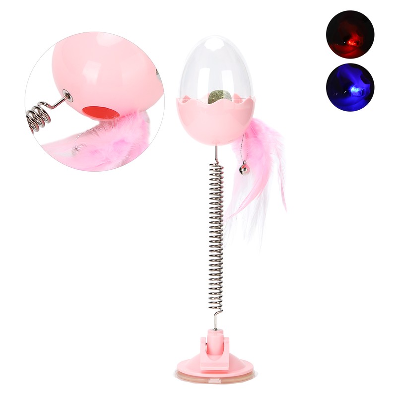 ABS LED Lighting Swing Spring Feather Leak Food Pet Toy