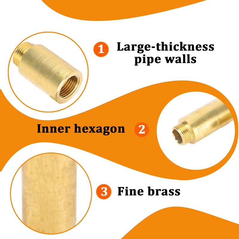 Brass Tap Extension 1/2 Inch 50 mm, Pack of 2