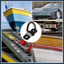 INFINAUTO 4pcs D Ring Tie Down Anchor 1/4" Diameter for Trailer Cars Black Durable Material Stylish Design